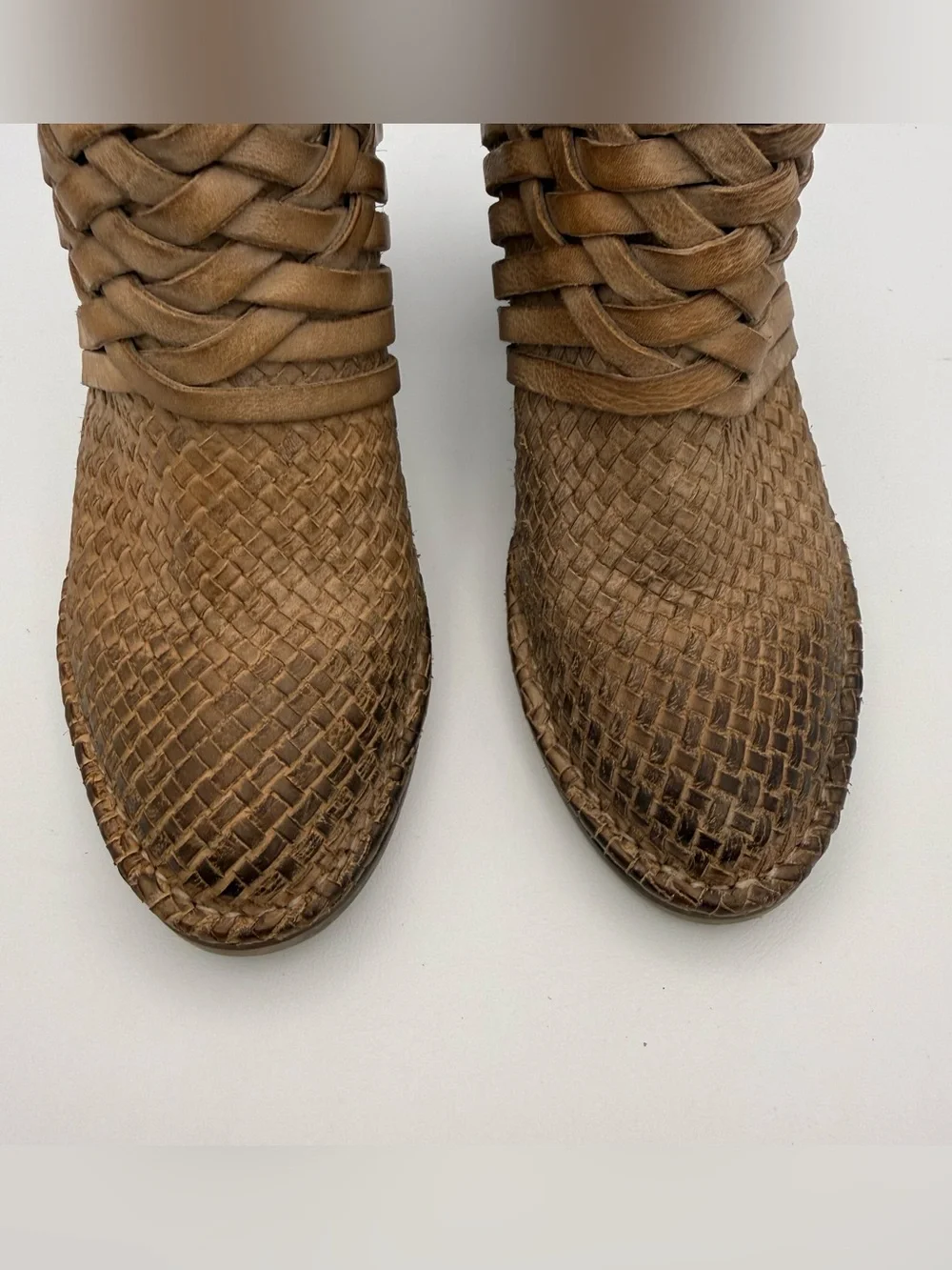 Sundance Promise Woven Burnished Leather Heeled Bootie 38 Western Boho Festival